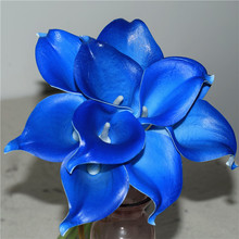 Ярко-голубые свадебные цветы, бирюзовые зеленые лилии, настоящие на ощупь, искусственные цветы 2024 - купить недорого