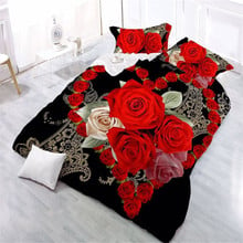 Gorgeous 3d rose king size romantic comforter bedding set Coverlets pillow cases Wedding decoration Textiles wolf Home decor 2024 - buy cheap