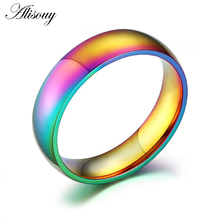 Simple Design glare Colorful rainbow Rings Top Quality Stainless Steel Ring for Men women couple finger ring 2024 - buy cheap