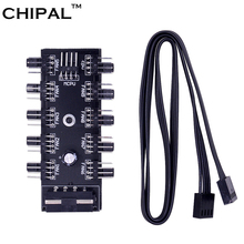 CHIPAL-Cable divisor de Hub de ventilador de refrigeración negro, adaptador de fuente de alimentación PWM 12V 4Pin PC 1 a 10 4Pin, enfriador para minería de PC, 10 Uds. 2024 - compra barato