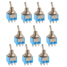 10 Pcs Mini Blue MTS-203 6-Pin DPDT ON-OFF-ON Toggle Switch 6A 125V AC OT8G 2024 - купить недорого