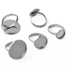 10 peças 8-20mm aço inoxidável anel ajustável cabochão anel redondo base em branco bandeja bisel para fazer jóias diy 2024 - compre barato