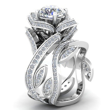 Модное женское кольцо, роскошные кольца с белым цирконом, полый цветок, кольца для женщин, Свадебные обручальные ювелирные изделия, Размер 6-10, Прямая поставка 2024 - купить недорого