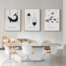 Scandinavian Home Decor Nordic Canvas Painting Wall Art Poster Minimalist Abstract Fish Whale Picture for Dinning Living Room 2024 - buy cheap