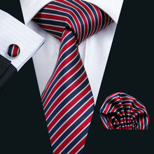 LS-512 Dropshipping Men`s Tie Striped Jacquard Woven 100% Silk Gravata Barry.Wang Hanky Cufflink Neck Tie For Wedding Business 2024 - buy cheap