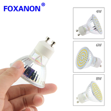 Foxanon GU10 led lamp 220v 4w 6w 8w Spotlight bulb high brightness light 2835 SMD 36 - 72leds Glass body Replace Halogen 20w 40w 2024 - buy cheap
