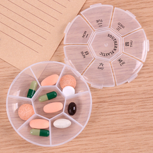 Mini caja redonda portátil para guardar pastillas de vitamina, organizador de viaje, 7 días 2024 - compra barato