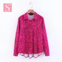 STVY 2020 Spring Women Fuchsia Fower Printed Blouse 2019 Spring Autumn Women's Shirt Long-sleeve Clothing Femme Blusas Shirts 2024 - buy cheap