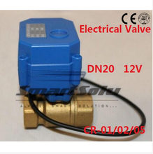 Бесплатная доставка 3/4 "DN20 12V DC латунь, 2-ходовой Электрический мини шаровой клапан CR-01 провода Электрический автоматический клапан 2024 - купить недорого