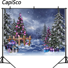 Capisco Winter forest snow gift Christmas tree Decor Photography Backgrounds Customized Photographic Backdrops For Photo Studio 2024 - buy cheap
