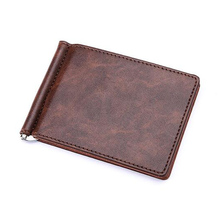 New Brand Solid Simple Mini Men's Leather Wallet Money Clip With Metal Clamp Slim Purse Card Slots Cash Holder For Man 2024 - buy cheap