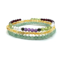 3pcs / Set Natural 4 mm Stone Beads Bangle Women Girls Yoga Bracelet Sets 18-18.5 cm Aventurine Citrines Color Crystals  #1 2024 - buy cheap