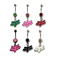 1Pc Fashion Epoxy Fox CZ Crystal Stainless Steel Belly Button Ring Navel Stud Piercing Body Jewelry 14g 2024 - buy cheap