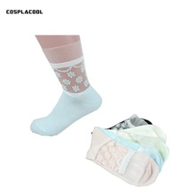 [COSPLACOOL]Simple comfortable transparent Sokken glass silk cotton socks women socks good quality lace flowers calcetines mujer 2024 - buy cheap