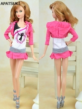 Высокое качество розовое пальто куртка + Повседневное платье для куклы Барби короткое платье; для 1/6 BJD куклы 2024 - купить недорого