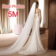 Velo de novia largo multicapa Blanco/marfil con foto Real, accesorios de boda, MD03034, 5M, Envío Gratis 2024 - compra barato