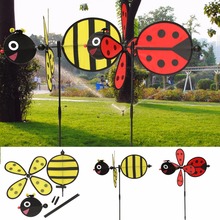 Novo 1 peça moinho de vento bumblebee/ladybug cortador de vento branco girador de vento para casa jardim decoração de brinquedo presente 2024 - compre barato
