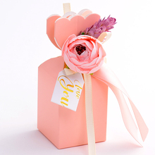 Caja de cartón con forma de flor romántica para dulces, bolsa de papel para obsequios de boda, decoración para fiestas, regalos de boda para invitados, 25 unidades por lote 2024 - compra barato