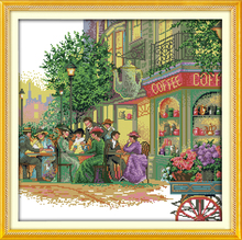 A street cafe cross stitch kit aida 14ct 11ct count printed canvas stitches embroidery DIY handmade needlework 2024 - buy cheap