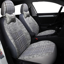 Universal Car 5 asientos cubierta gris entramado estilo Rural Lino telas cojines de asiento para Sedan SUV Four Seasons 2024 - compra barato
