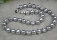 Collar de perlas de agua dulce gris, 17 ", 9-10mm 2024 - compra barato