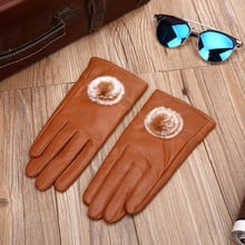 Genuine Leather Gloves Women's Sheepskin Warm Hand Muff Thicken Velvety Winter Bicycle Driving Korean Lady Casual Mittens H3261 2024 - buy cheap