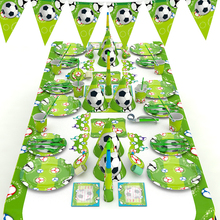 Decoración de fiesta de fútbol para cumpleaños, vasos de papel para niños, servilletas, platos, mantel, regalos de cumpleaños 2024 - compra barato