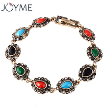 Joyme-pulsera de plata tibetana para mujer, brazalete de cristal de resina Africana Multicolor, joyería étnica turca, joyería romana barata de reenvío 2024 - compra barato