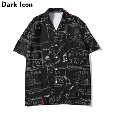 Dark Icon-camisa con estampado de grafiti para hombre, camisa Retro de manga corta con cuello vuelto, ropa de calle para Camisetas de Hip Hop, verano 2019 2024 - compra barato