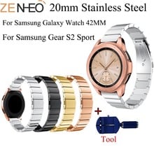 20mm WatchBand Stainless Steel Wrist For Samsung Galaxy Watch 42mm Strap for Gear S2 Sport Smart Watch Bracelet with Adjust Tool 2024 - buy cheap