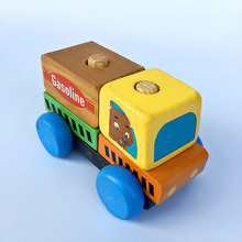 Children's educational toys wooden blocks Wooden trolley model very cute gift for children 2024 - buy cheap
