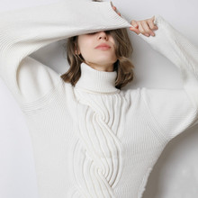 Джемпер из акрилового спандекса Женский, повседневный укороченный топ с высоким воротником, Зимний пуловер, свитер с рукавами 2024 - купить недорого