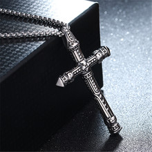 Mens Cross Necklace Stainless Steel Pendant Long Link Chain Necklaces Silver Color Necklace Men gothic Jewellery 2024 - buy cheap