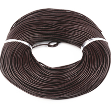 Cordón de joyería de cuero Real redondo negro/marrón de 1,5mm de longitud, 90M/rollo, compatible con fabricación de collares de joyas Diy 2024 - compra barato