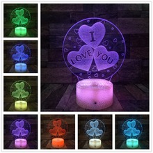 Sweet Heart 3D LED USB Lamp Romantic Decorative Colorful Night Light for Baby Sleeping Home Decoration 2024 - buy cheap
