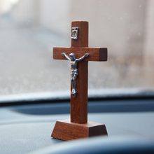 Decoração católica de crucifixo sapele, enfeite de madeira com crucifixo de jesus, artesanato com crucifixo, coroa de deus, figura de madeira iesus 2024 - compre barato