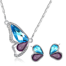 Fashion Jewelry 2018 new fashion butterfly necklace earrings zircon Jewelry Sets Valentine's gift 2024 - buy cheap