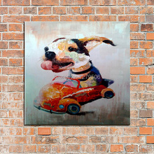 Pintura en lienzo con Panel de 100% para decoración del hogar, pintura al óleo sobre lienzo para perro, conducir, coche, Animal, Quardros 2024 - compra barato