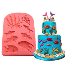 Peixe algas silicone molde de chocolate diy açúcar artesanato bolo fronteira fondant ferramentas de decoração do bolo mar coral doces moldes de chocolate 2024 - compre barato