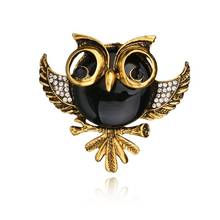HOSEWYE Fashion Rhinestone Enamel Animal Owl Brooch Pin Personalized Alloy Vintage Brooches For Suits Dress Banquet Brooch Gift 2024 - buy cheap