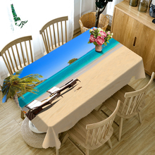 Beach Landscape Pattern 3D Tablecloth DDustproof Polyester Cotton Tablecloth Wedding Banquet Decoration Table Cloth Home Textile 2024 - buy cheap