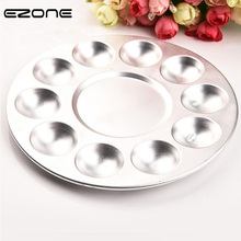 EZONE 1PC Metal Palette 10 Holes Art Paint Metal Drawing Tray Color Palette for Oil Watercolour Painting Palette Painting Tool 2024 - buy cheap