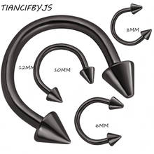 TIANCIFBYJS хирургические стальные черные кольца в форме подковы CBR стальной зажим для носа обруч 16 Калибр 6-12 мм Ювелирные изделия для пирсинга тела 2024 - купить недорого