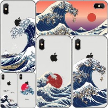 The Great Wave off Kanagawa задняя крышка, мягкий чехол для телефона, чехлы для iPhone 7 6s 6 8 8Plus X XS 11 12 Mini Pro Max Japones sea бухта 2024 - купить недорого