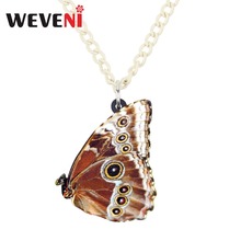 WEVENI Acrylic Wood Nymph Butterfly Necklace Pendant Chain Choker Fashion Trendy Insect Jewelry For Women Girls Cheap Dropship 2024 - buy cheap