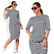 NEW 2016 fashionable Striped summer women dresses big sizes plus size women clothing Knee-Length dress casual o-neck loose dress 2024 - buy cheap