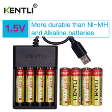 8 pcs baterias li-ion de lítio recarregável KENTLI 1.5 V AA 2800mWh PK5 batterie + 4 slots carregador rápido AA 2024 - compre barato