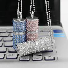 Pendrive usb de cristal prata, rosa, azul e prata, colar 3.0, 8gb, 16gb, 32gb, 1tb, 2tb, 64gb 2024 - compre barato