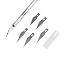 1 pçs não-deslizamento de metal bisturi faca ferramentas kit cortador de gravura facas de artesanato + 5 pçs lâminas do telefone móvel pcb diy reparação ferramenta de mão 2024 - compre barato