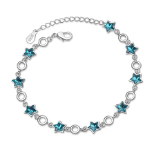 KOFSAC New Fashion Silver 925 Bracelets For Women Jewelry Charm Blue Crystal Stars Bangles Female Valentine's Gifts Accessories 2024 - buy cheap